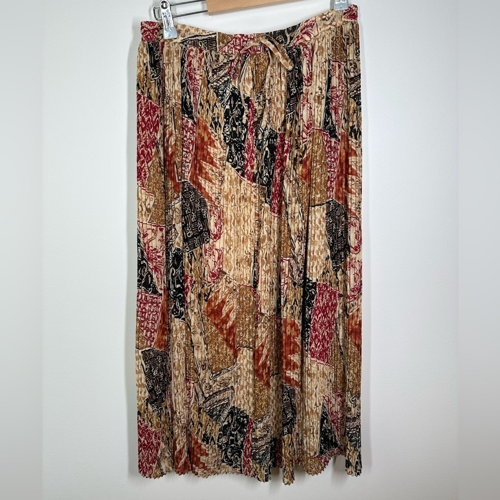 ALFRED Dunner Patchwork Pleated Midi Skirt‎ Size 6  Petite